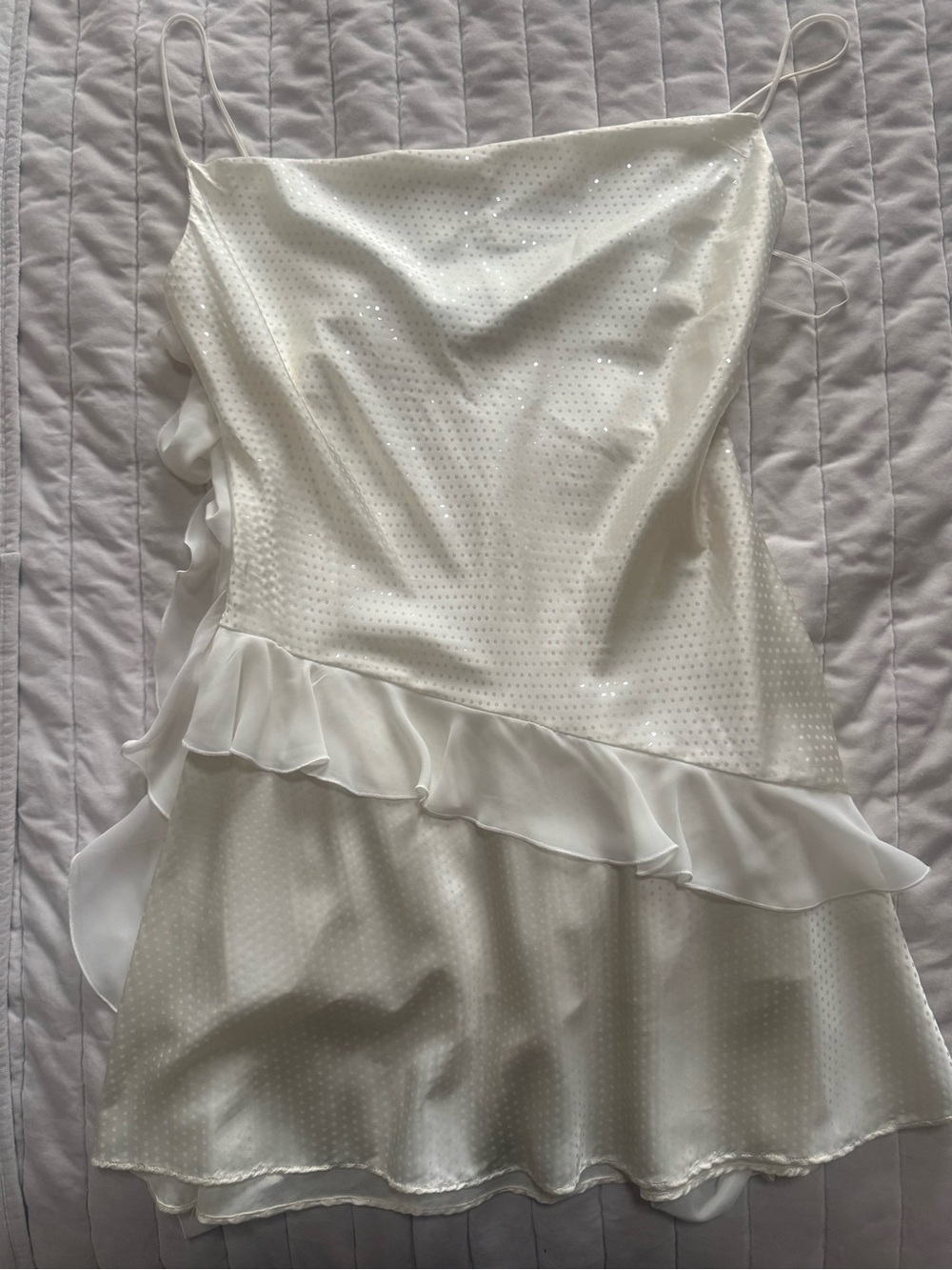 Zara White Ruffled Mini Slip Dress - Picture 2 of 2